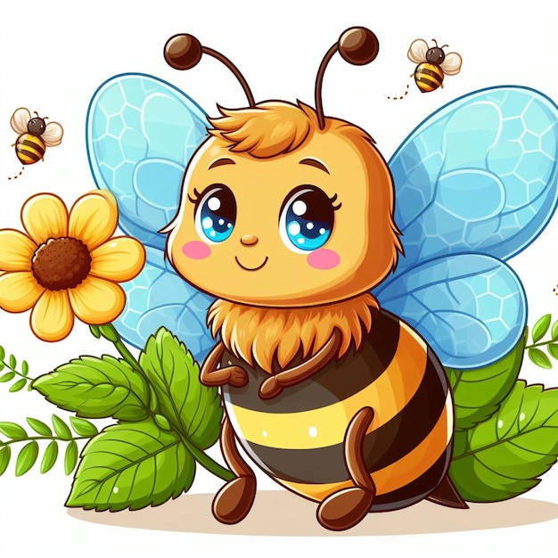 Иллюстрация мультфильма " Милый вектор медоносной пчелы "