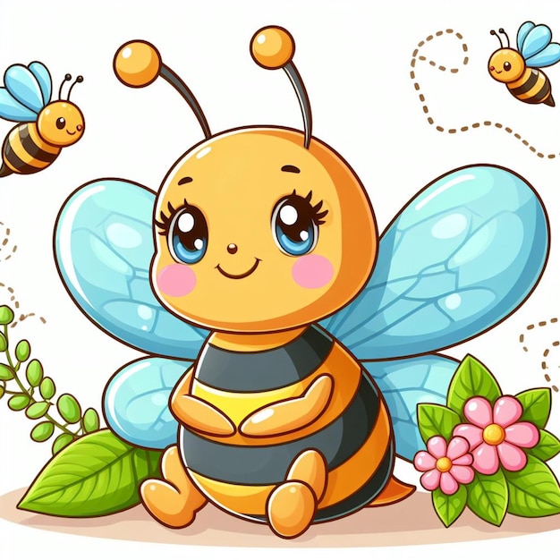 Иллюстрация мультфильма " Милый вектор медоносной пчелы "