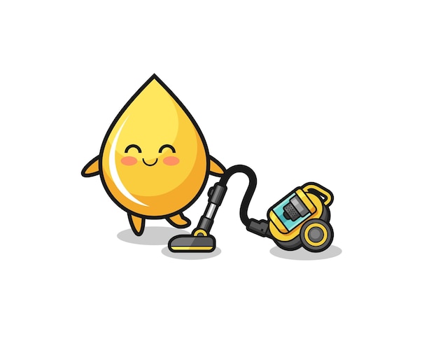 Cute honey drop holding vacuum cleaner illustration , cute design