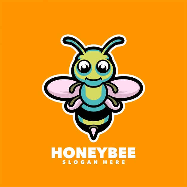 Cute honeybee cartoon mascot design