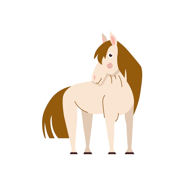 Cute horse cartoon vector illustration Cute and funny farm horse