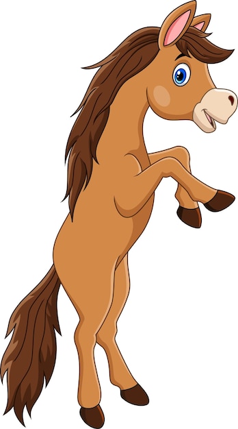 Vector cute horse cartoon on white background