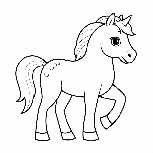 Cute Horse Coloring Page For Children