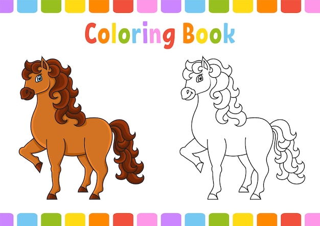 Cute horse Farm animal Coloring book for kids