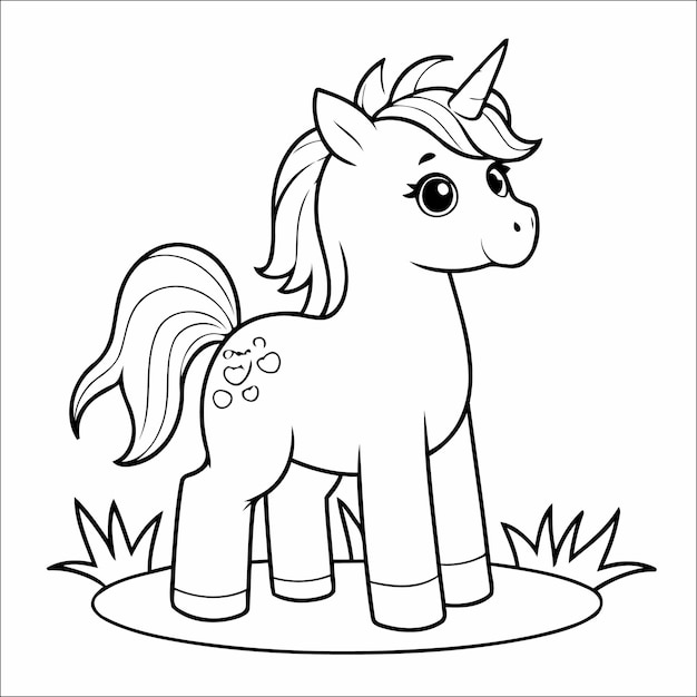 Vettore carino cavallo kawaii vector pagina da colorare per bambini