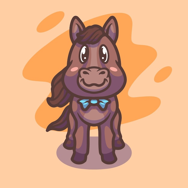 Vector cute horse mascot illustration design