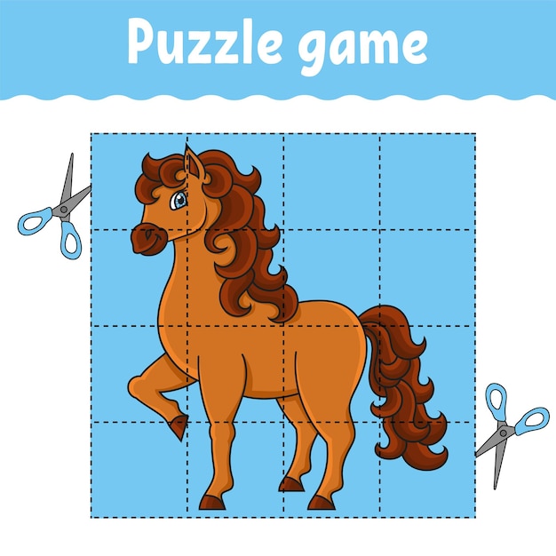 Игра-головоломка с милой лошадью для детей, развивающий рабочий лист, обучающая игра для детей