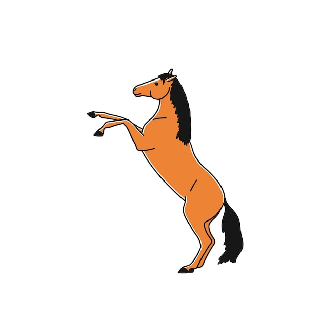 Vector cute horse standing on hind legs