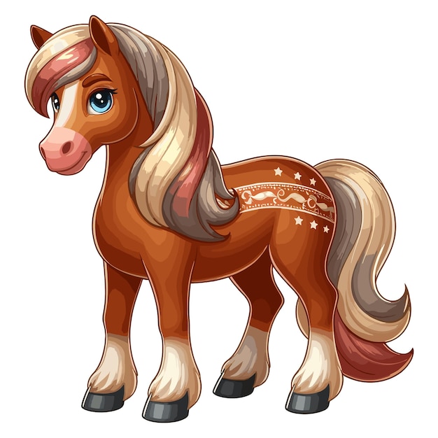 Vector cute horse vector cartoon illustration