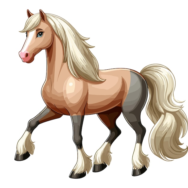 Cute horse vector cartoon illustration