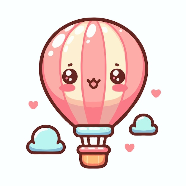 Cute hot air balloon vector on white background