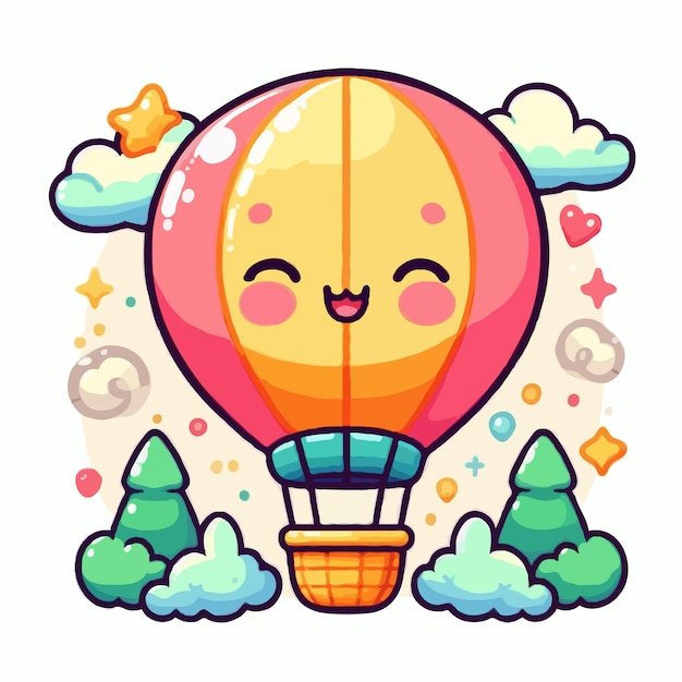 Vector cute hot air balloon vector on white background