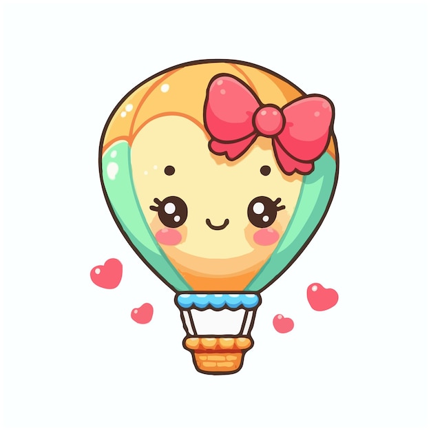 Cute hot air balloon vector on white background