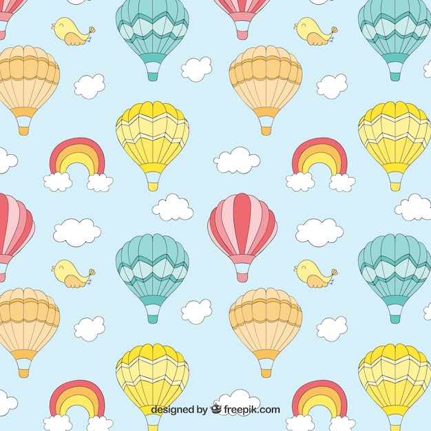 Vector cute hot air balloons pattern