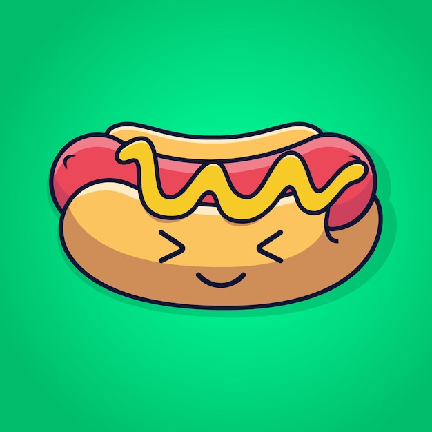 Vector cute hot dog cartoon character design