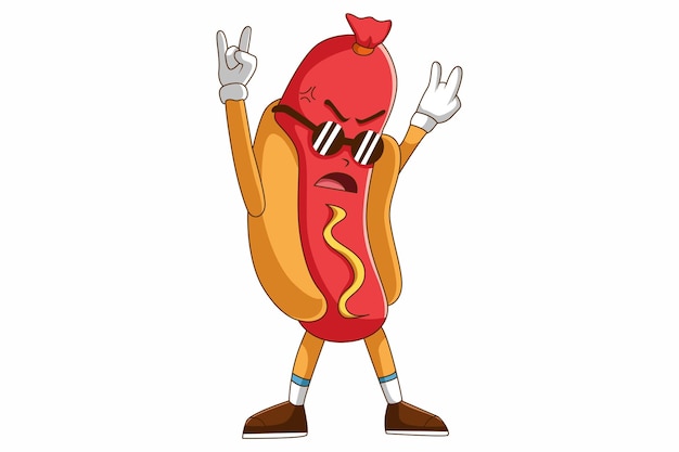 Vector cute hot dog character design illustration