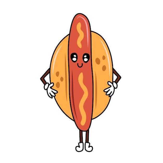 Cute hot dog character vector illustration