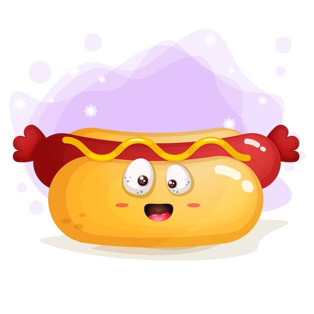 Cute hotdog cartoon illustration