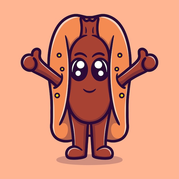 Cute hotdog cartoon vector icon illustration business food