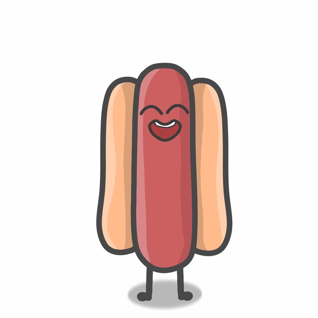 Cute hotdog character vector template design illustration