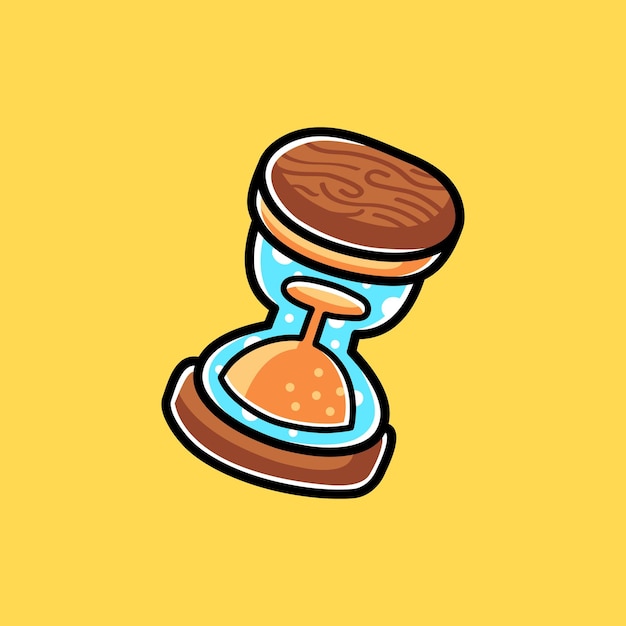 Vector cute hourglass doodle cartoon illustration