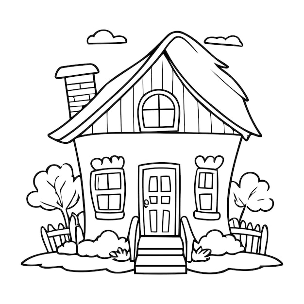 Vector cute house coloring page for kids coloring book children coloring activity