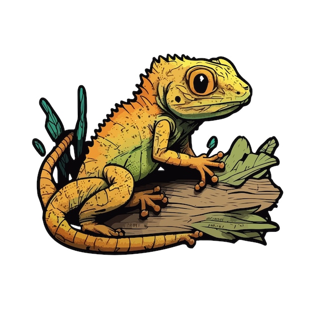 Cute house lizard cartoon style