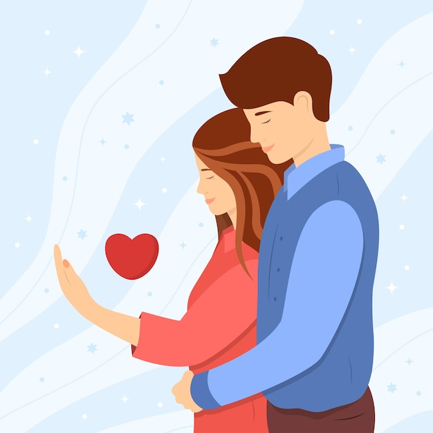 Cute hugs and love concept A happy young couple Cute vector illustration in a flat style