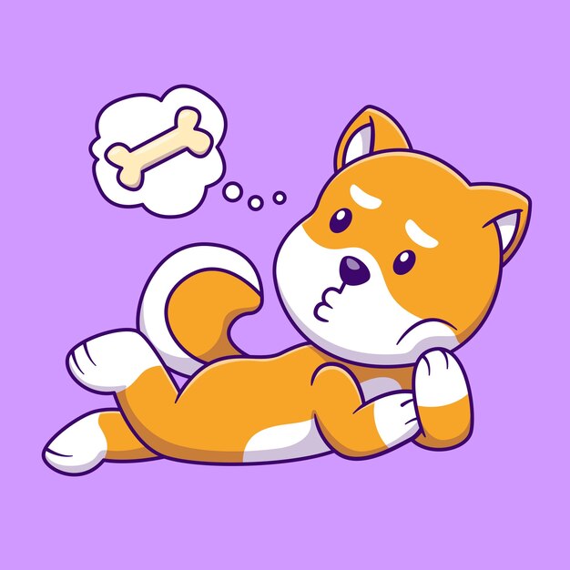 Cute hungry shiba inu cartoon vector icons illustration flat cartoon concept