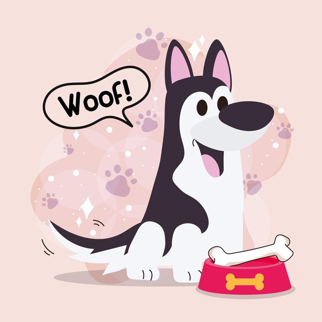 Cute husky dog cartoon character Vector illustration