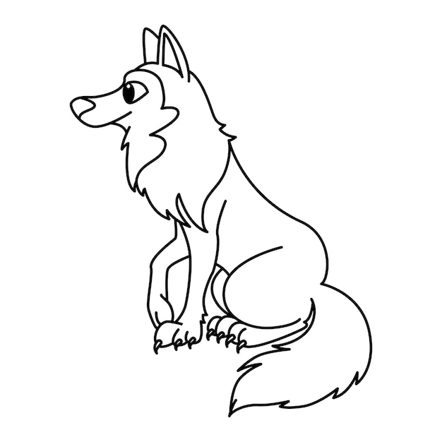 Cute husky dog cartoon characters vector illustration For kids coloring book