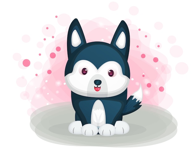 かわいいハスキー犬のイラスト