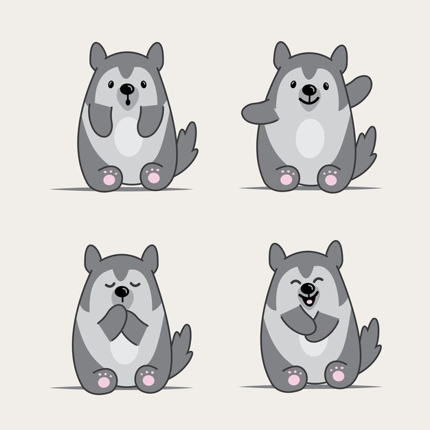 Cute husky vector illustration Funny dog pet character for kids graphic resources