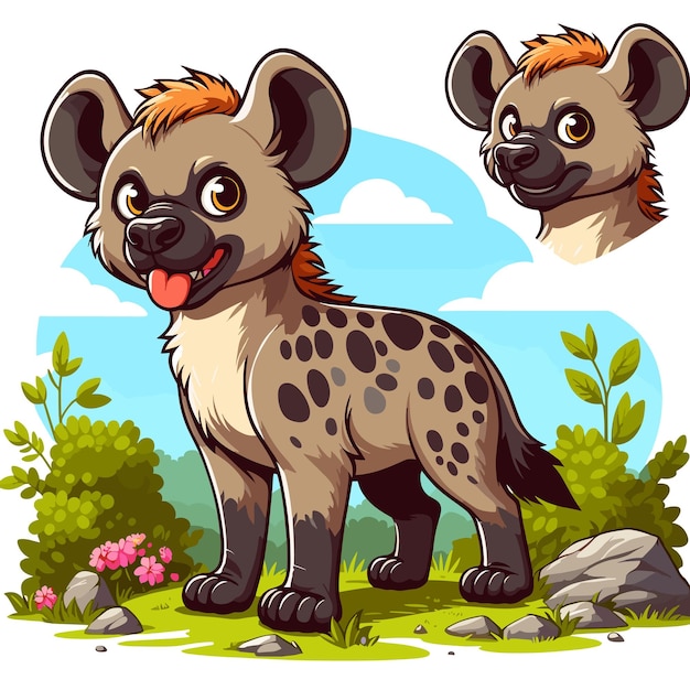 Vector cute hyena cartoon vector on white background