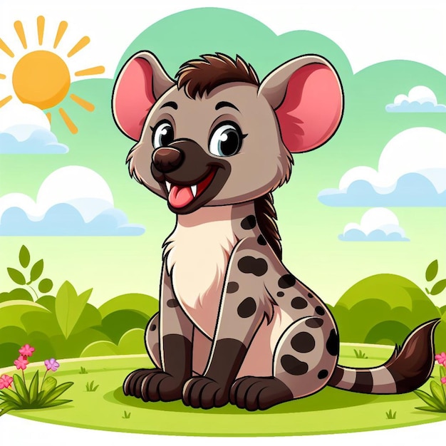 Cute hyena vector cartoon illustration