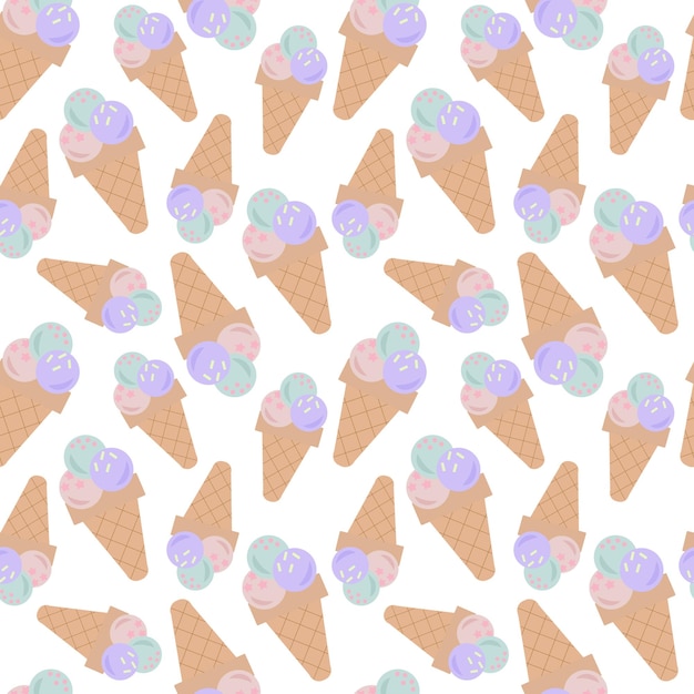 Cute ice cream background decoration. Seamless repeating pattern texture background design