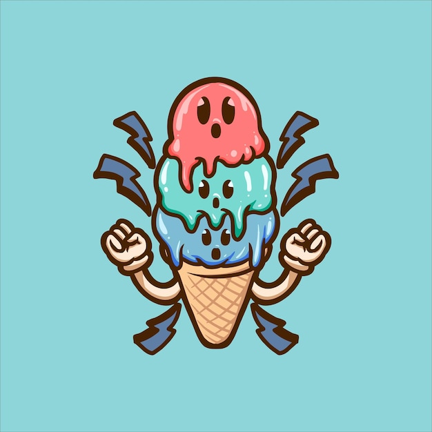 cute ice cream cartoon vector design