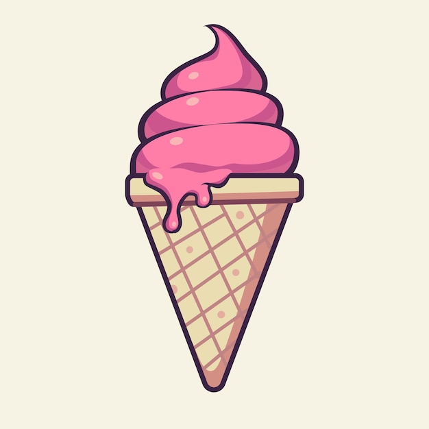 Cute ice cream cartoon vector icon illustration Food icon