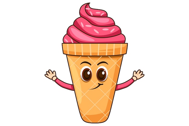 Cute Ice Cream Character Design Illustration