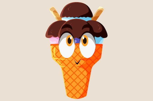 Vector cute ice cream character design illustration