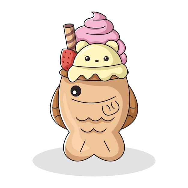 Cute Ice Cream Character Design Illustration