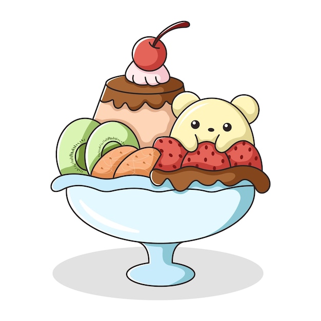 Cute ice cream character design illustration