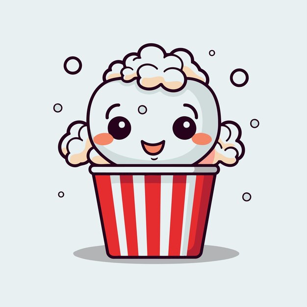 Vector cute ice cream character in striped box cartoon vector illustration graphic design