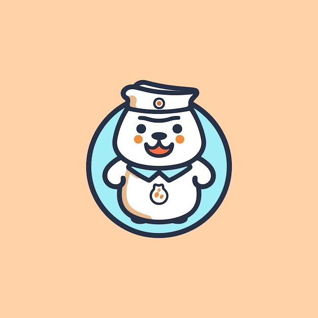 Cute ice cream chef mascot logo illustration