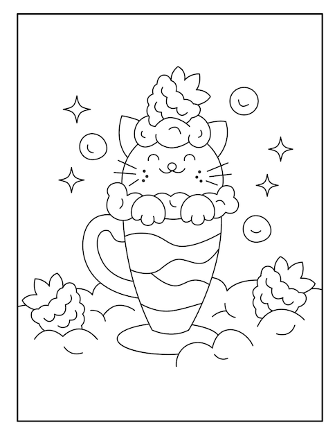 Cute ice cream coloring page