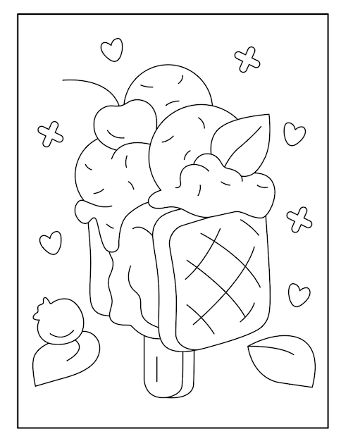 Cute ice cream coloring page