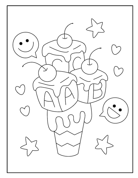 Cute ice cream coloring page