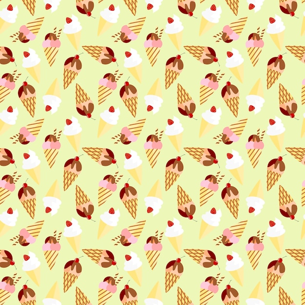 Vector cute ice cream cone pattern