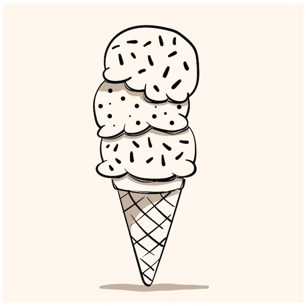 cute ice cream doodle with background cream