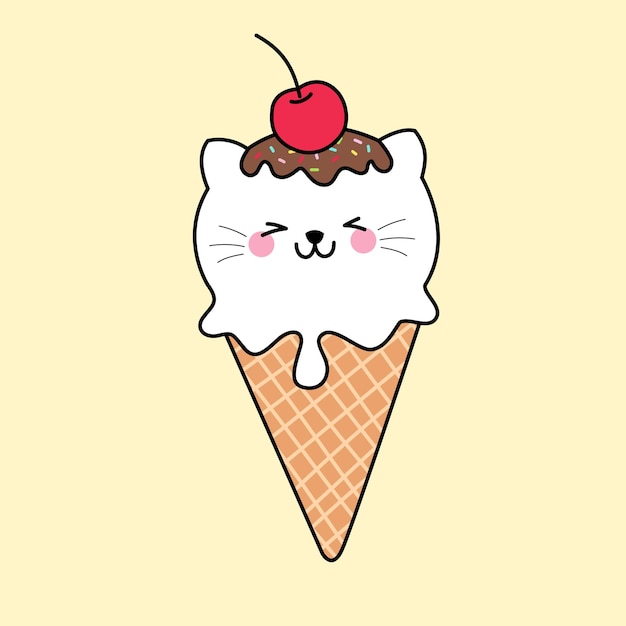 Vector cute ice cream ice cream kitty